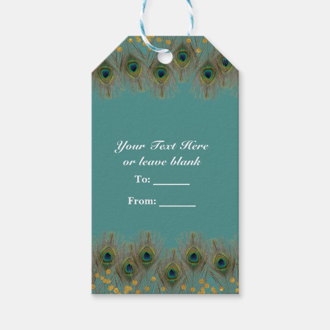 Pfauenfeathers & Gold Dots JEDES FARBgeschenk für  Geschenkanhänger (Vorderseite)