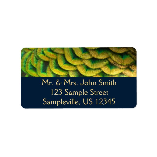 Pfauenfeathers II Farbenfrohe Natur Adressaufkleber (Vorne)