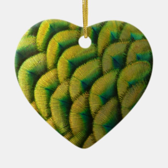 Pfauenfeathers II Farbenfrohe Natur Keramikornament (Vorne)