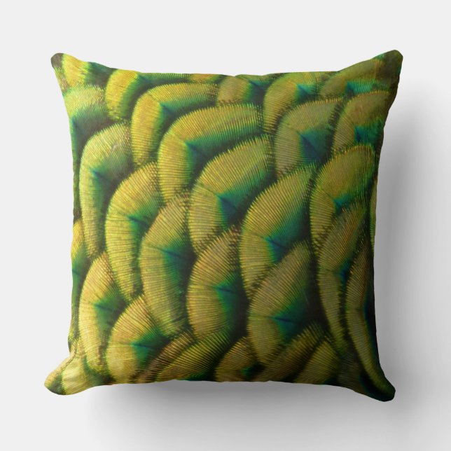 Pfauenfeathers II Farbenfrohe Natur Kissen (Vorderseite)
