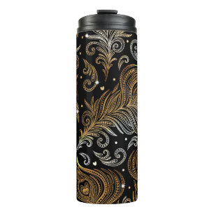 Pfauenfeathers: Künstlerisches Freehand Zeichnend. Thermosbecher