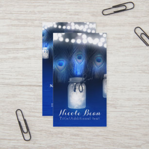 Pfauenfeathers, Mason Jar & String Lights Rustikal Visitenkarte