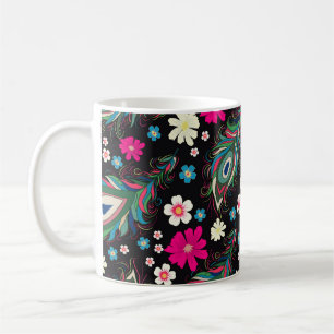 Pfauenfeathers Stickerei Nahtloses Muster Kaffeetasse