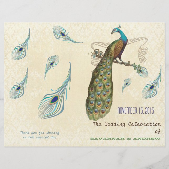 Pfauenfeathers Wedding Program (Vorderseite)