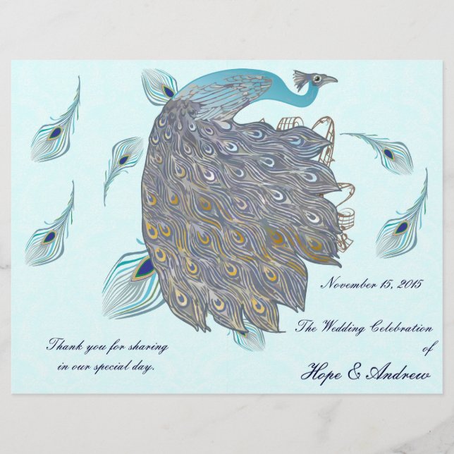 Pfauenfeathers Wedding Program (Vorderseite)
