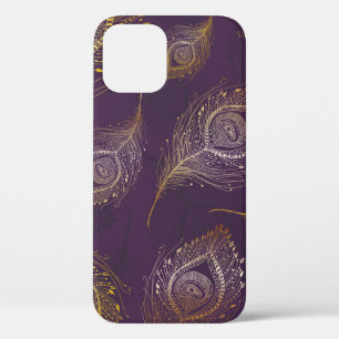 Pfauenfeder aus Gold, violetter Hintergrund. Case-Mate iPhone Hülle