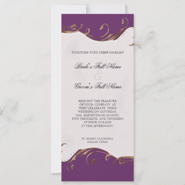 Pfauenfeder bei Wirbel - Einladung zur Hochzeit (Vorderseite)