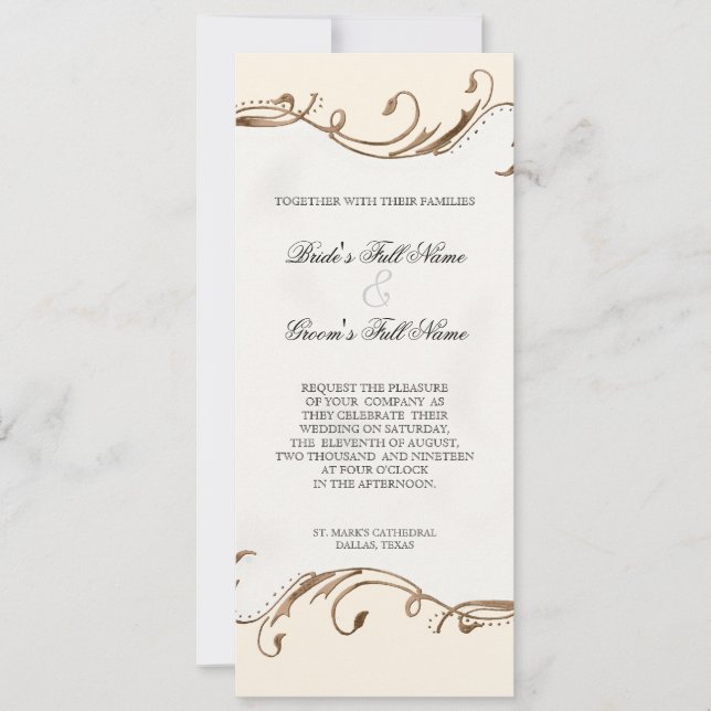 Pfauenfeder bei Wirbel - Einladung zur Hochzeit (Vorderseite)