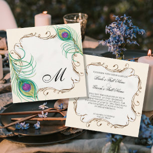 Pfauenfeder bei Wirbel - Einladung zur Hochzeit