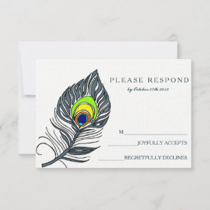 Pfauenfeder Blau RSVP Karte