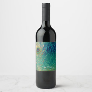 Pfauenfeder Blau Türkis Gold Exotische Weinlabels Weinetikett