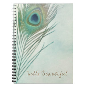 Pfauenfeder Boho Chic Aquarell individuell Notizblock