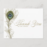 Pfauenfeder Danke Postcard