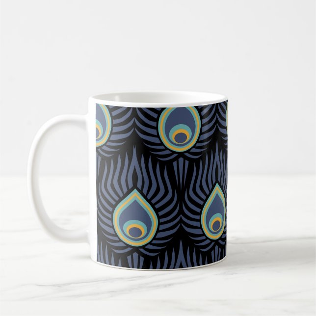 Pfauenfeder: Elegantes Muster. Kaffeetasse (Links)