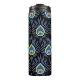Pfauenfeder: Elegantes Muster. Thermosbecher