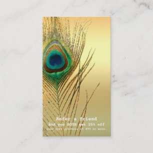 Pfauenfeder Gold Exotisch Boho Empfehle einen Freu Empfehlungskarte