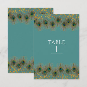 Pfauenfeder & Gold JEDE FARBE Tischnummer