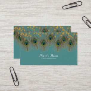 Pfauenfeder & Goldpunkte JEDE FARBE Boho Chic Visitenkarte
