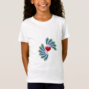 Pfauenfeder-Herz-Grafik-T-Shirt Indische Liebe T-Shirt