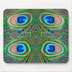 Pfauenfeder-Kaleidoskop-Druck Mousepad