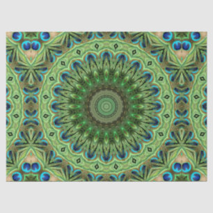 Pfauenfeder-Mandala Smaragd- und Blaufarbene Symme Seidenpapier