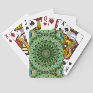 Pfauenfeder-Mandala Smaragd- und Blaufarbene Symme Spielkarten