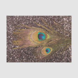 Pfauenfeder mit Glitzer Seidenpapier