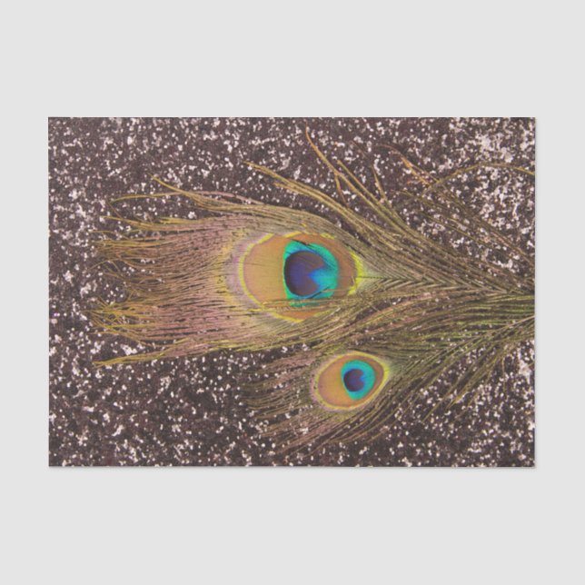 Pfauenfeder mit Glitzer Seidenpapier (Vorderseite)