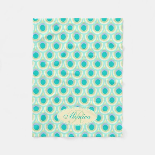 Pfauenfeder Oval Muster Aqua genannt Decke (Vorderseite)