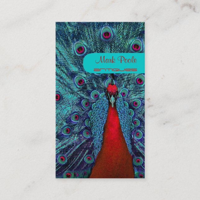 Pfauenfeder PixDezines Visitenkarte (Vorderseite)