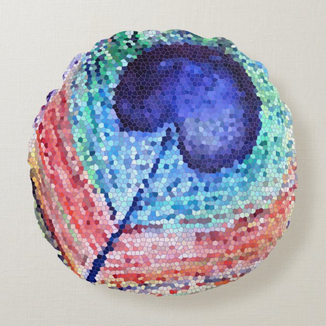Pfauenfeder Rundes Kissen (Vorderseite)