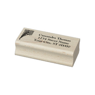 Pfauenfeder-Zeichnung Name Rücksendeadresse Gummistempel