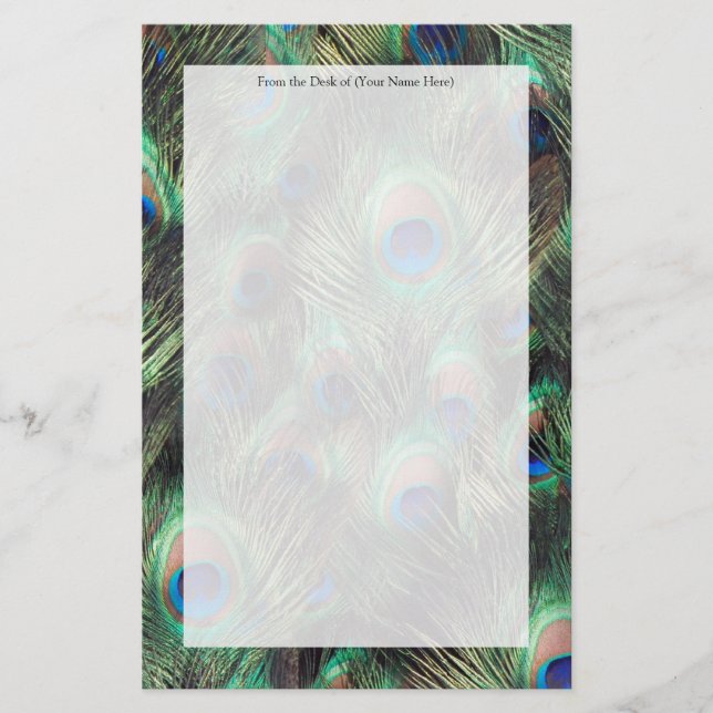 Pfauenfederhalter Briefpapier (Vorderseite)