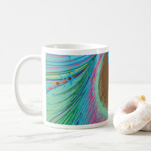Pfauenfederhalter-Hintergrund Kaffeetasse