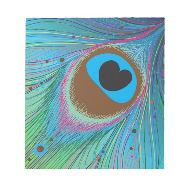 Pfauenfederhalter-Hintergrund Notizblock (Vorderseite)