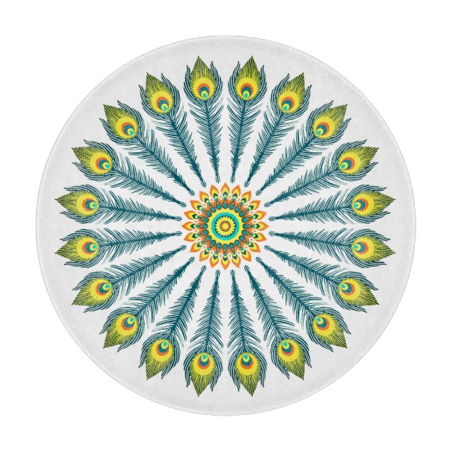 Pfauenfederkreis Schneidebrett (Vorderseite)