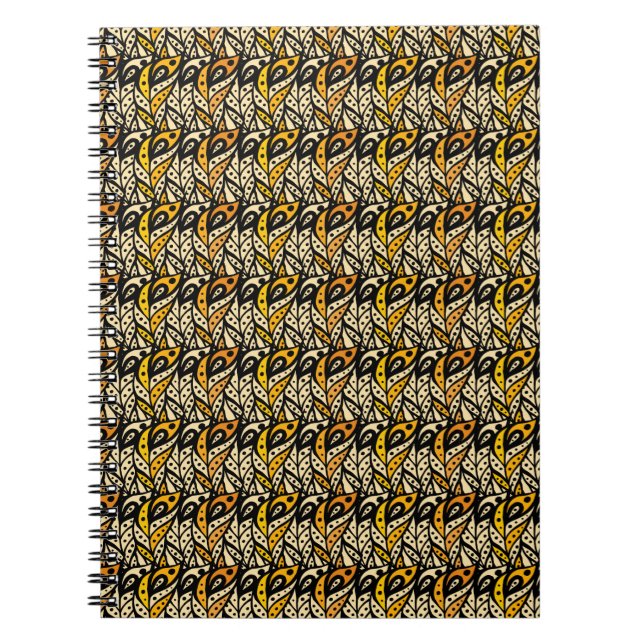 Pfauenfedermuster aus schwarz und gold notizblock (Vorderseite)