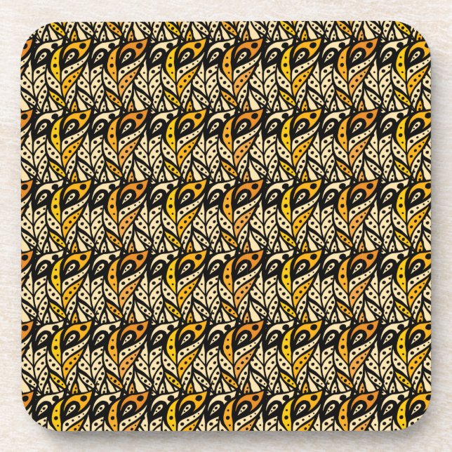 Pfauenfedermuster aus schwarz und gold untersetzer (Vorderseite)