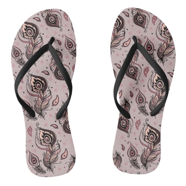 Pfauenfedermuster Flip Flops (Fußbett)