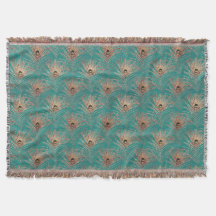 Pfauenfedermuster Glitzer aquamarin goldgelb