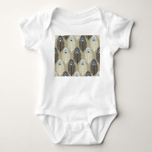 Pfauenfedermuster, Vintager Stil. Baby Strampler