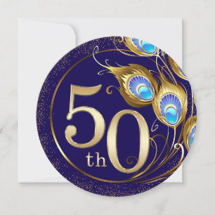 Pfauenfedern 50. Diamantene Hochzeit Einladung