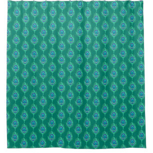 Pfauenfedern, Aqua on Turquoise / Peacock Duschvorhang