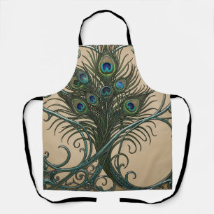 Pfauenfedern Art Nouveau Ornamentaler Türkisrahmen Schürze