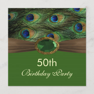 Pfauenfedern, Edelsteineffekt 50. Geburtstag Einladung