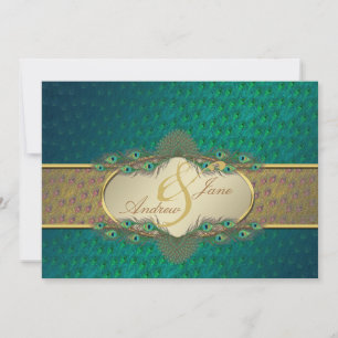 Pfauenfedern elegante Hochzeitseinladungen Einladung