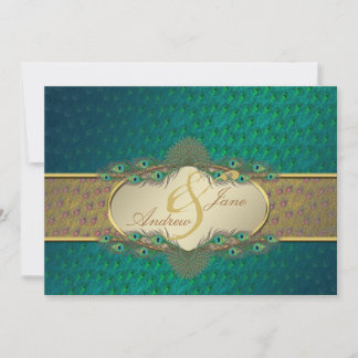 Pfauenfedern elegante Hochzeitseinladungen Einladung