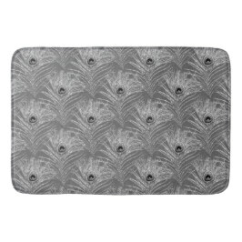 Pfauenfedern elegantes silbergraues Muster Badematte