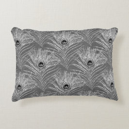 Pfauenfedern elegantes silbergraues Muster Dekokissen