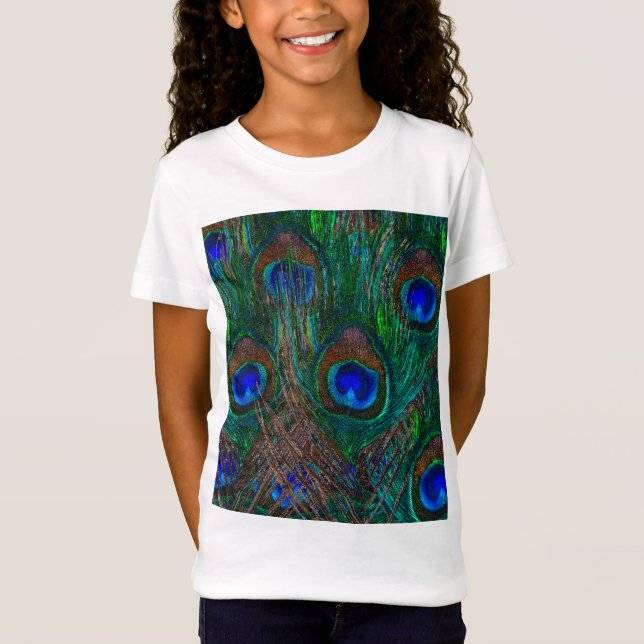 Pfauenfedern Etching Style T-Shirt (Vorderseite)